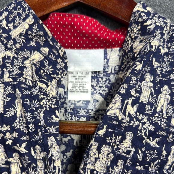 Source Unknown Blue and Cream Long Sleeve Dress - Picture 2 of 6